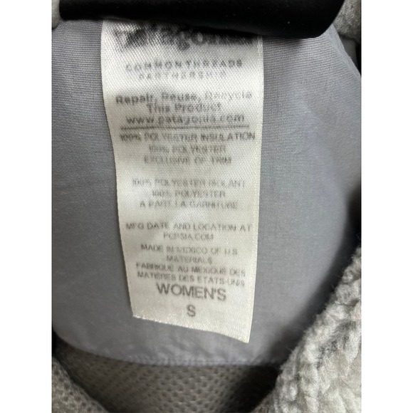 Patagonia Los Gatos Gray Sherpa Fleece Jacket Full Zip Womens Size Small Outdoor - Picture 13 of 13